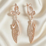 Delicate Flower Design 14K Gold Filled Long Dangle Earrings High Quality Fine Jewellery
