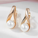 14K Gold Filled Elegant Grey White Pearl Drop Earrings For Women Fashion Jewellery