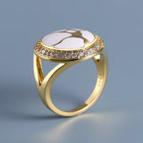 Sparkling AAA Zircon Diamonds Antique Look Elegant Handmade Enamel Oriental Rings