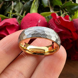 New Domed Brushed Two Colors 4/6/8mm Cool Hammer Tungsten Mens Womens Wedding Rings - Unique Jewellery For Couples - The Jewellery Supermarket
