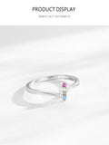 Dazzling Rainbow AAAA Lab Created Diamonds Geometric Design Silver Ring