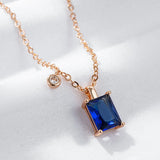 Lovely Square 14K Filled Rose Gold  Blue AAA Zircon Crystal Necklace For Women - Fashion Fine Jewellery