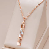 14K Filled Gold Fashion Geometric Hollow AAA Zircon Diamonds Elegant Pendant Necklace