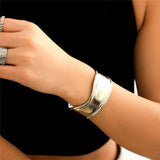 New Boho Glossy Metal Wide Cuff Open Arm Punk Gold Colour Charm Bangle Bracelets for Women