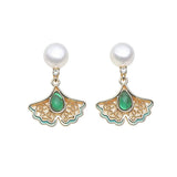 Classic Butterfly Multicolour Real Pearl Green Zircon Silver Stud Drop Earrings