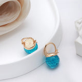 14K Gold Filled New Geometric Spherical Blue AAA Zircon Crystal Pendant Earrings