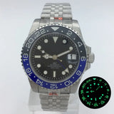 NH34 GMT Luminous Bezel Sapphire Glass Stainless Steel Bracelet Mechanical Watch