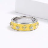 Classic New 925 Yellow Handmade Enamel Cross Wilderness Crown Pattern Ring