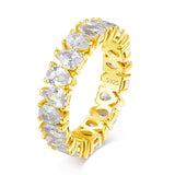 Pear Cut VVS1 D Colour Moissanite Diamonds Full Eternity 925 Sterling Silver Ring