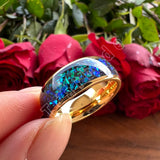 Domed Polished Bright Opal 8mm Men Women Tungsten Engagement Wedding Rings