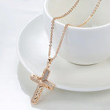 Trendy Luxury 14K Filled Rose Gold AAA Zircon Diamonds  Jesus Cross Necklace - Fine Jewellery