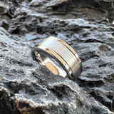 Double Grooved High Polished Shiny 8mm Mens Tungsten Engagement Rings Comfort Fit