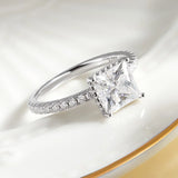 2.6cttw Princess Cut VVS1 D Colour Solitaire Moissanite Diamond Silver Engagement Ring