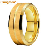 New Grooved Brushed Beveled Finish Classic Tungsten Carbide Rings for Men Women