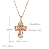 Amazing 14K Filled Rose Gold Cross Crucifix Jesus AAA Zircon Diamonds Necklace - Classic Simple Jewellery