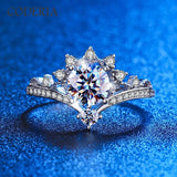 Real Moissanite Crown Excellent Cut D Colour VVS1 1CT Diamond Engagement Wedding Ring Sterling Silver Fine Jewellery