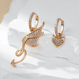 14K Filled Gold AAA Zircon Diamonds Asymmetrical angel/devil wing and heart Earrings