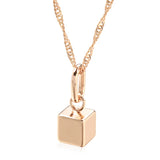 14K Rolled Gold Glossy Square Pendant Fashion Oval Buckle Geometric Necklace