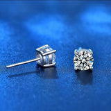 VVS1 Sterling Silver White Pink Yellow Red Orange Moissanite Diamonds Stud Earrings