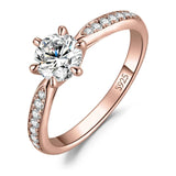 Classic 1-carat Moissanite Solitaire Diamond Ring GRA Certificate Women's 18K Gold Plated SilverWedding Jewellery