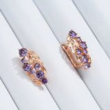 14 Karat Gold Filled Shiny Purple AAA Zircon Crystal Vintage Dangle Earrings for Women
