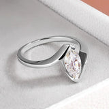 New Design 1CT Marquise Cut VVS1 D Colour Moissanite Diamond Solitaire Silver Ring