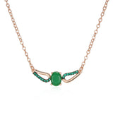 Superb Dark Green Rolled 14K Rose Gold AAA Zircon Crystals Pendant Necklace For Women -  Luxury Jewellery