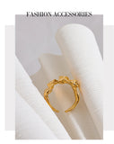 18K Gold Plated Stainless Steel Creative Metal Wide Texture Temperament Ring