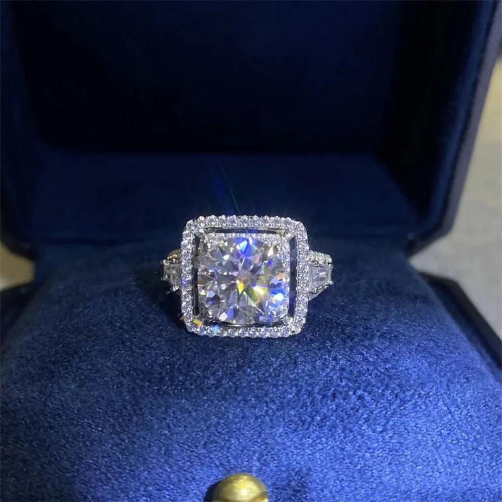 Dazzling  3CT Moissanite Diamonds Silver Square Big Diamond Wedding Engagement Big Rings Fine Jewellery  - The Jewellery Supermarket