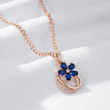 Amazing 14K Filled Rose Gold AAA Purple Zircon Crystals Flower Necklace - Luxury Vintage Style Jewellery