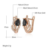 14 Karat Gold Filled Vintage Black AAA Zircon Crystals Dangle Luxury Earrings For Women