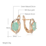 Luxury Snow Green 14K Rose Gold filled AAA Zircon Crystals Drop Earrings For Women - Trendy Jewellery