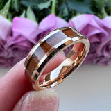 New Tungsten Wood Inlay Beveled Egdes Flat Polished Finish Fashion Wedding Rings For Men Women - The Jewellery Supermarket