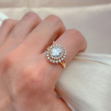 Classic Bright Rolled 14K Rose Gold AAA Zircon Diamonds Crystal Flower Rings For Women - Fine Daily Jewellery