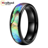 Multicolor Abalone Shell Inlay Domed Polished 4/6/8MM Men Women Tungsten Rings