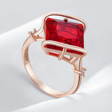 14 Karat Filled Gold Square Red AAA Zircon Crystal High Quality Daily Fine Rings for Women