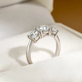 3 Stone 2/4 Carat VVS1 D Colour Moissanite Diamonds Silver Engagement Wedding Ring