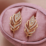 14K Gold Filled New AAA White Zircon Diamonds Golden Hollow Plump Personality Earrings