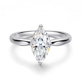 Amazing 1CT 2CT 3CT Marquise Cut VVS1 D Colour Moissanite Diamond Silver Wedding Ring