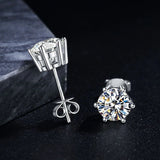 Classic D Colour VVS1 Moissanite Diamonds Stud Silver Earrings or Men and Women