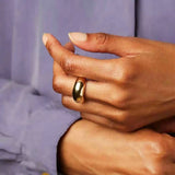 18K Gold Plated Stainless Steel Geometric Fashion Ring With Zircon Crystals Charm Jewellery
