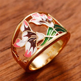 Creative Handmade Enamel Flower Bright Colour Fashion Rings