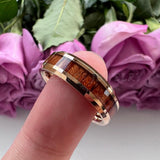 New Tungsten Wood Inlay Beveled Egdes Flat Polished Finish Fashion Wedding Rings For Men Women - The Jewellery Supermarket