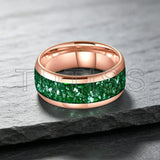 Green Crystal Stone Inlay 10mm Large Size Gold Colour Tungsten Carbide Rings