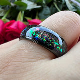 Galaxy Series Opal Inlay Domed Polished 8mm Men Women Tungsten Carbide Rings