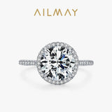 Exquisite Round Cut Dazzling AAAA Lab Created Diamond Solitaire Silver Ring