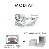 Moissanite Cartilage 925 Sterling Sliver Classic Round Heart Screw Stud Earrings