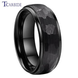 New Arrival Domed Stepped 6mm 8mm Hammered Tungsten Carbide Rings For Women Men - Fashion Gift Jewellery - The Jewellery Supermarket