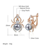 14K Gold Filled Fashion Grey Spider Shape AAA Zircon Diamonds Drop Unique Earrings