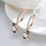 Luxury Party Jewellery Full Geometric 14K Filled Rose Gold Black White AAA Zircon Crystals Earrings for Women